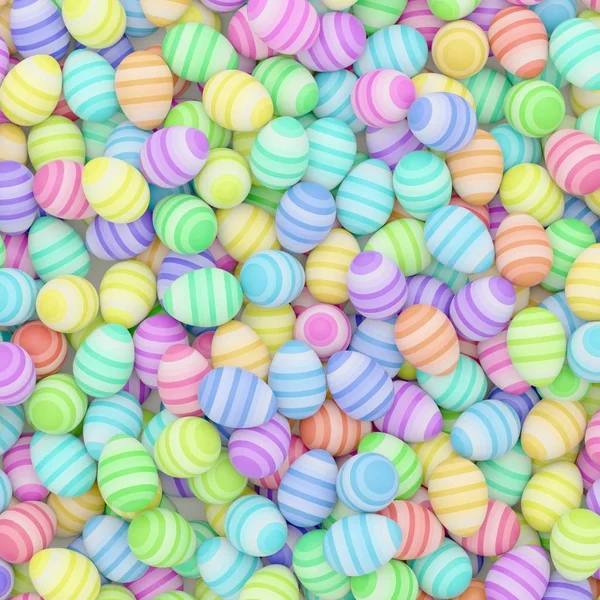 Large Pile of Colorful Eggs With Stripe Pattern — Stock Photo, Image