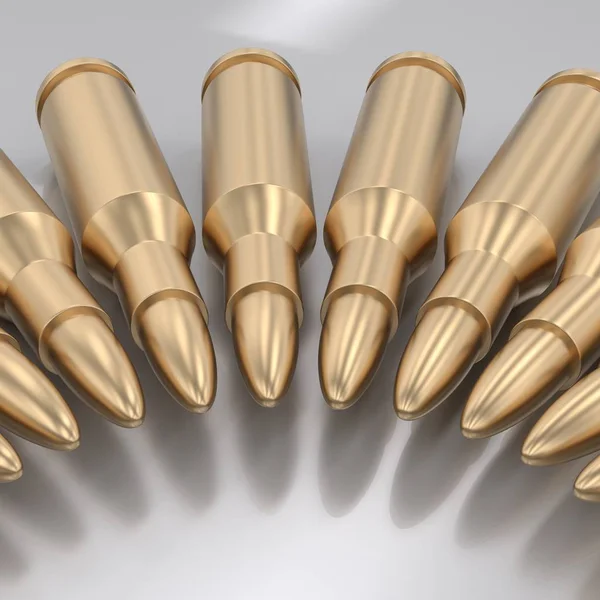Curved Line of Gold Bullets on White — Stock Photo, Image