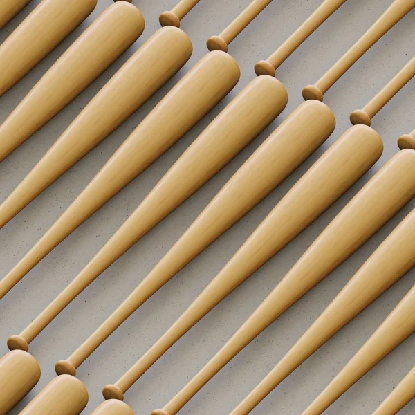 İşaretsiz ahşap beyzbol sopaları dizisi üzerinde kapat