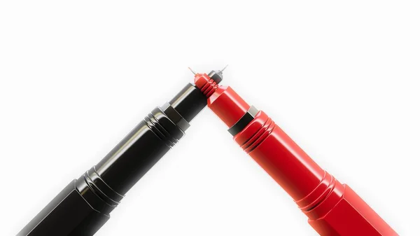 Düello Finepoint mekanik bir siyah arka plan üzerine kalem çizim