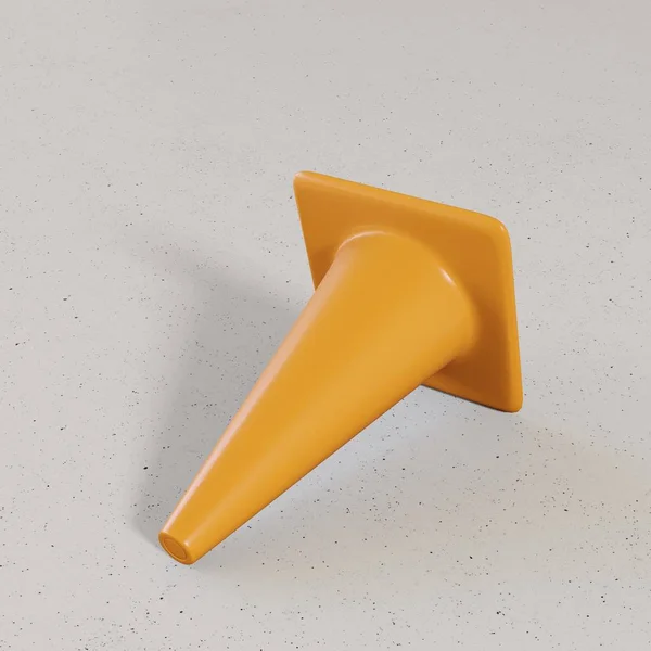 Temiz beton yüzeyinde kalkık basit turuncu trafik koni