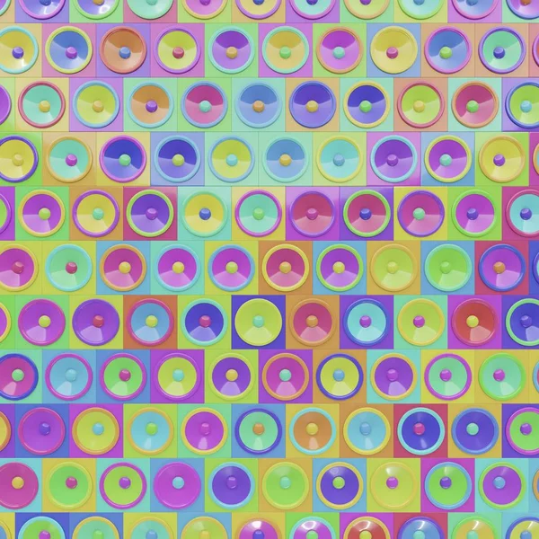 Pared interminable de conos de altavoces simples de múltiples colores vibrantes —  Fotos de Stock