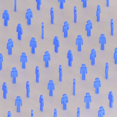 Basit bir beton yüzey üzerinde sıkı bir kılavuzda izometrik mavi erkekler sembolleri