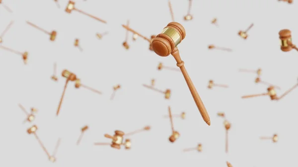 Değişik renkli yüzer boş bir alanda yargıç tokmakları