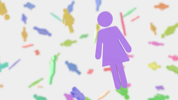 Kobiety różnie kolorowe symbole pływające w puste miejsce — Zdjęcie stockowe