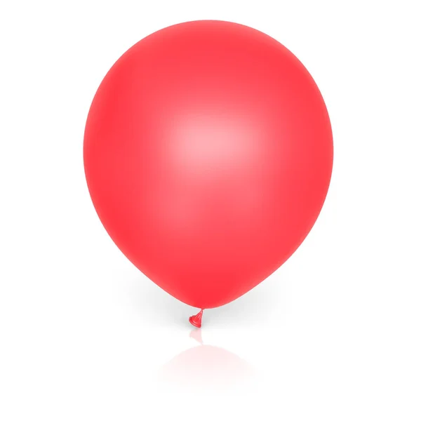 Bir ışık yansıtıcı yüzey üzerinde izole tek kırmızı balon — Stok fotoğraf