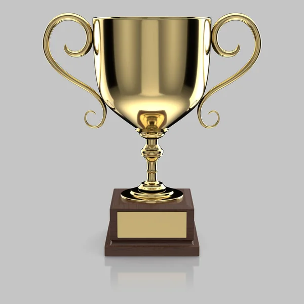 Isolated Gold Trophy on a Light Reflective Surface — Stock Photo, Image