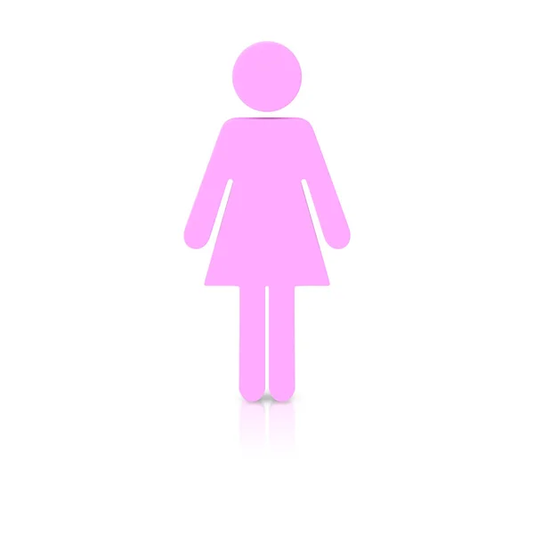 Pembe kadın sembolü bir ışık yansıtıcı yüzeyi izole