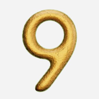 Beyaz arka planda 9 numaralı bronz. Bu resim bir 3d oluşturucudur.