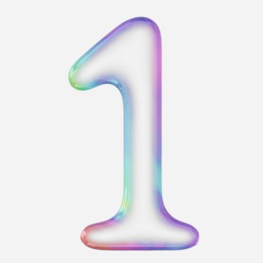 Beyaz arkaplanda parlak renkli baloncuk numarası 1. Bu resim bir 3d oluşturucudur.