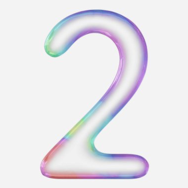 Beyaz arka planda parlak renkli 2 numaralı baloncuk. Bu resim bir 3d oluşturucudur.