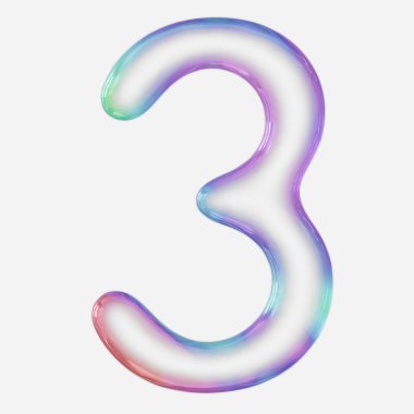 Beyaz arka planda parlak renkli 3 numaralı baloncuk. Bu resim bir 3d oluşturucudur.