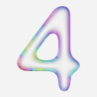 Beyaz arka planda parlak renkli 4 numaralı baloncuk. Bu resim bir 3d oluşturucudur.