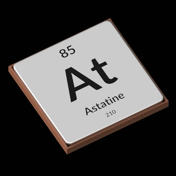Vyražený Izolovaný Kovový Štítek Zobrazující Chemický Prvek Astatine Jeho Atomovou Royalty Free Stock Fotografie
