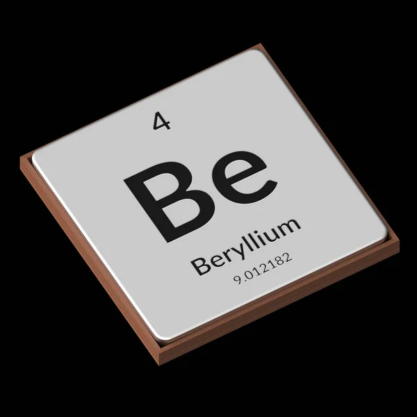 Тиснутая Изолированная Металлическая Пластинка Химическим Элементом Бериллий Атомным Весом Периодическим Стоковое Изображение