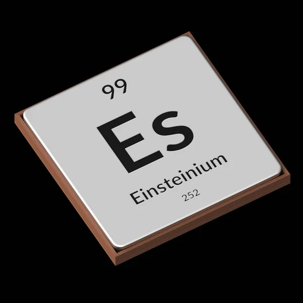 Vyražený Izolovaný Kovový Štítek Zobrazující Chemický Prvek Einsteinium Jeho Atomovou Royalty Free Stock Obrázky