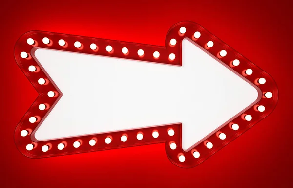 Red neon arrow on red background