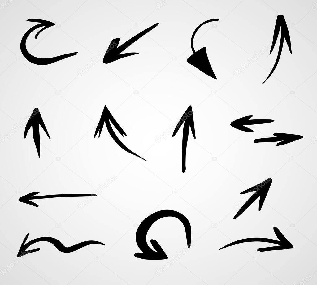 vector set of hand-drawn arrows,