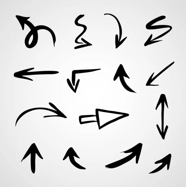 Vector Set Hand Drawn Arrows — Stock Vector