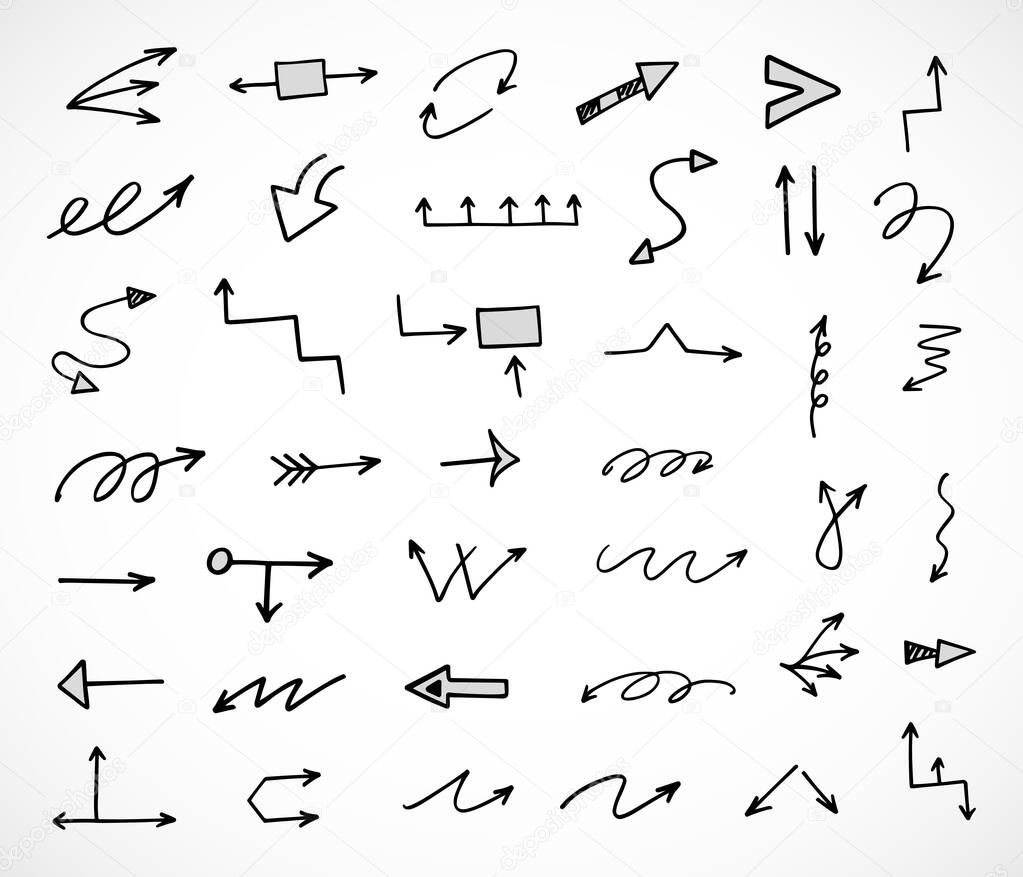 vector set of hand-drawn arrows