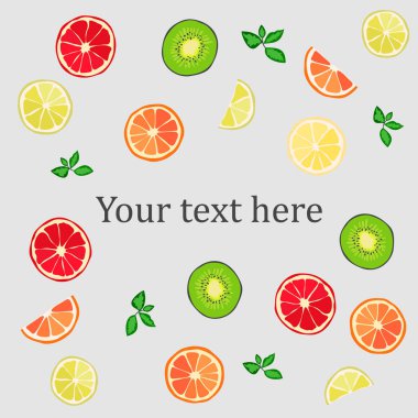 tropik meyve, turunçgil, vektör arkaplan