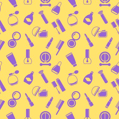 Kozmetik simgeleri, deseni, soyut arkaplanı, duvar kağıdıyla kusursuz doku