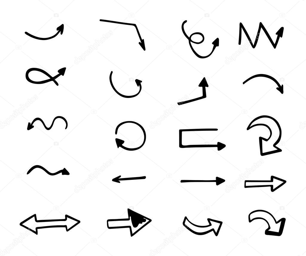 vector set of hand-drawn arrows