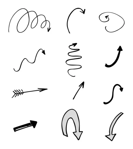 Vector Conjunto Flechas Dibujadas Mano — Archivo Imágenes Vectoriales