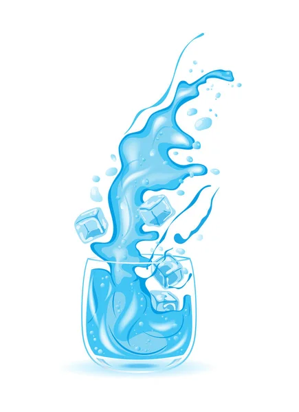 Glass Water Ice Water Vector Illustration — Stock Vector