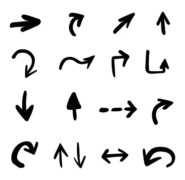 手绘箭头的矢量集 — 图库矢量图片