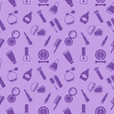 Kozmetik simgeleri, deseni, soyut arkaplanı, duvar kağıdıyla kusursuz doku 