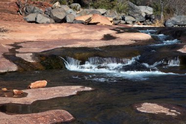 Oak Creek at Rock slayt Devlet Park ön plana Coconino Ulusal