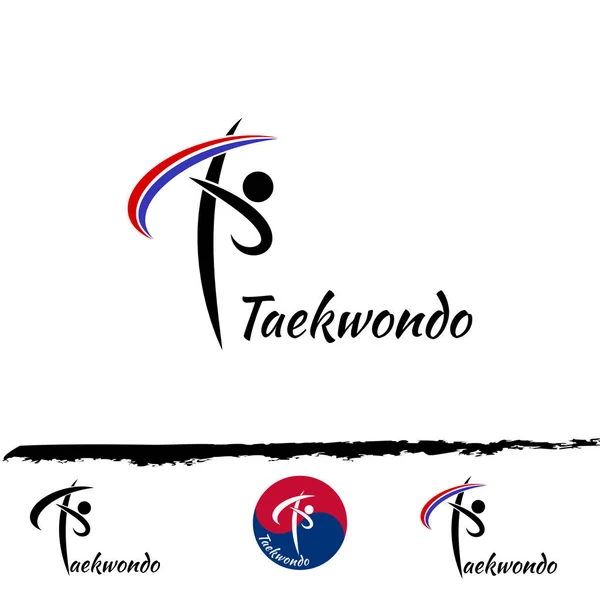 Conjunto logo taekwondo — Vector de stock