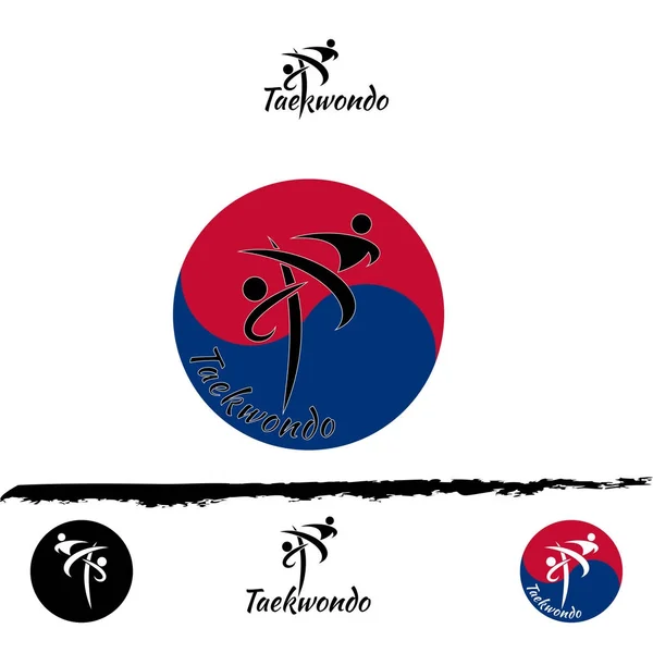 Conjunto logo taekwondo — Vector de stock