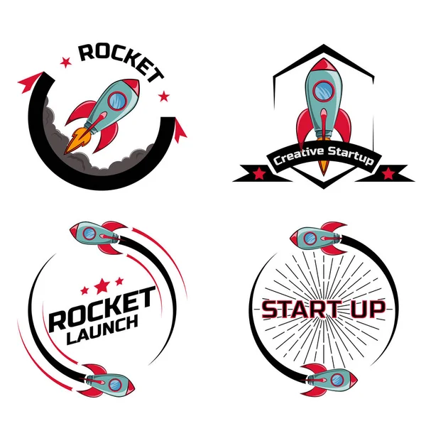 Ustawić logo miejsce rakietę — Wektor stockowy