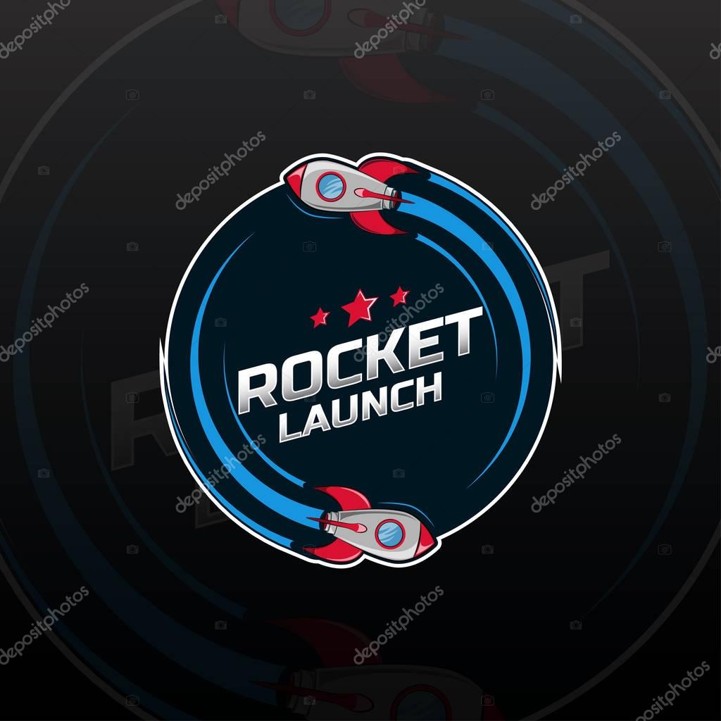 Space rocket ship flying Logo. Vector illustration