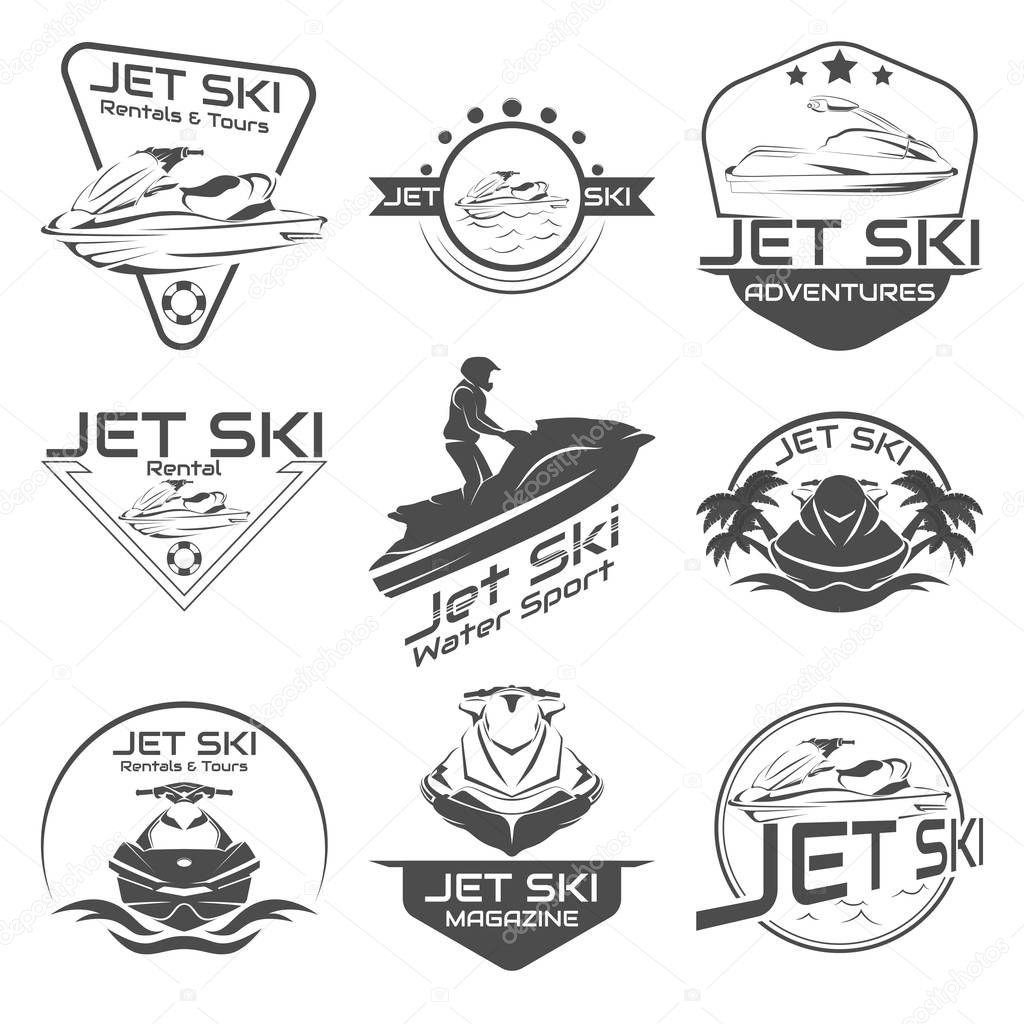 Set Logo jet ski, scooter on a white background