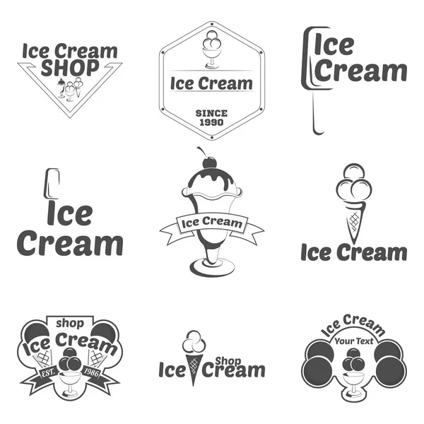 Conjunto de logotipo de helado para la empresa o tienda — Vector de stock