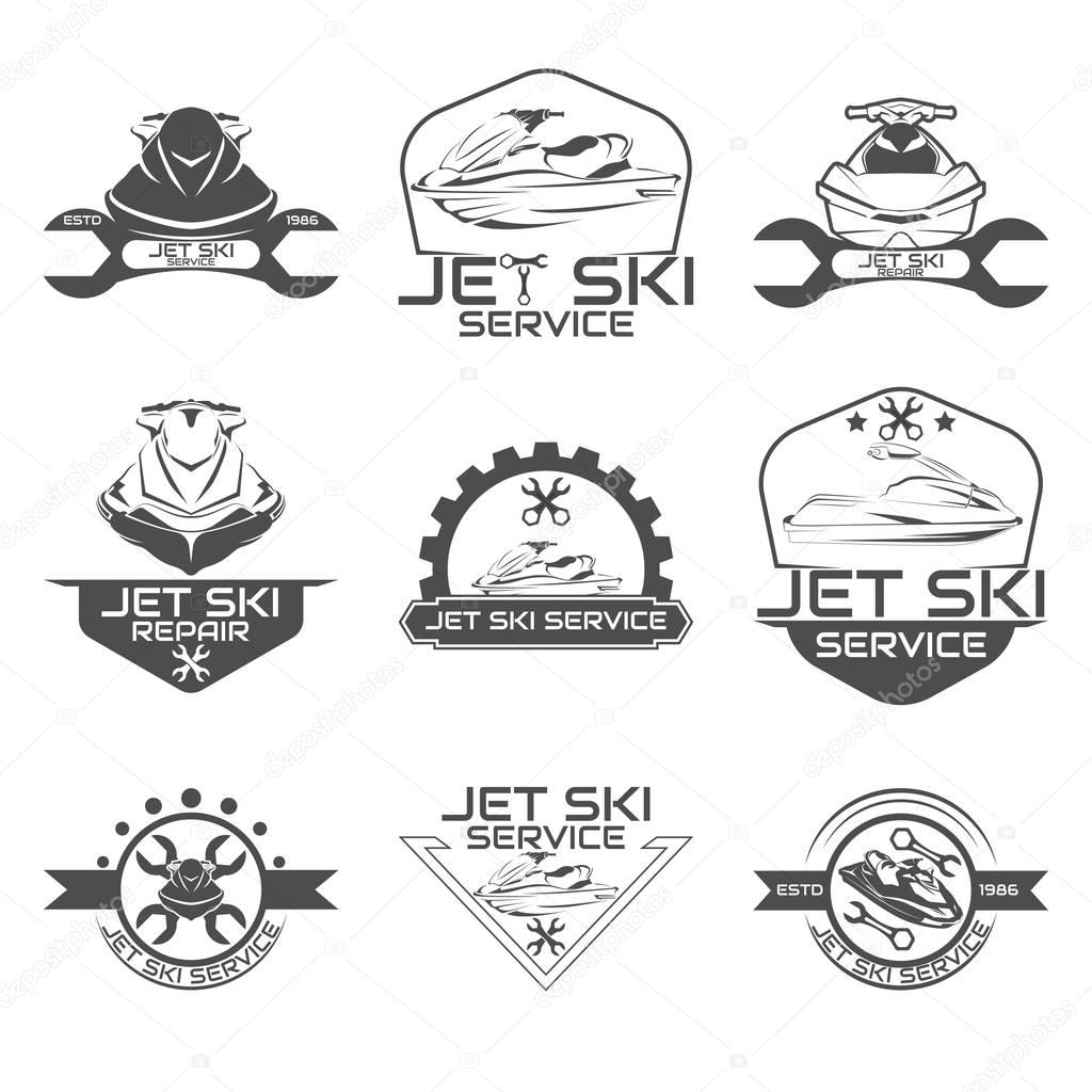 Set Logo jet ski, scooter on a white background