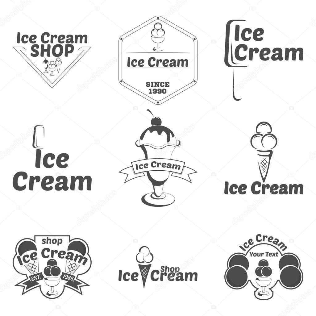 Set Ice cream logo for company or shop, Ice cream illustration