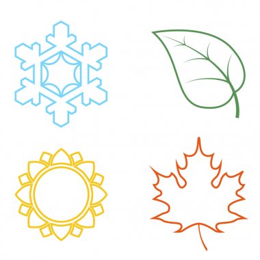 Mevsim dört renkli simgeler.