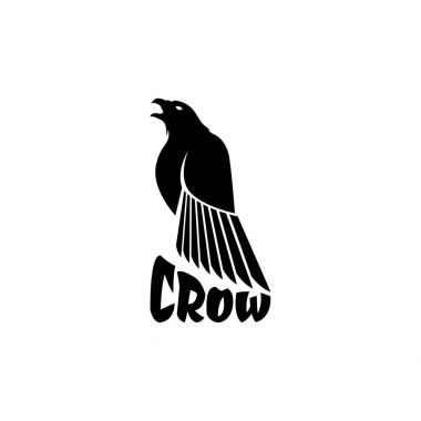 Beyaz bir arka plan üzerinde siyah karga logo. İzole raven.