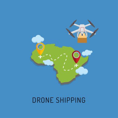 Dron parsel için belirlenen yere sunar. Düz tasarım.