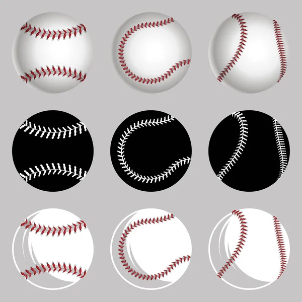 Establecer bolas de béisbol — Vector de stock