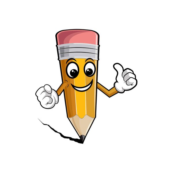 Happy cartoon pencils vector illustration isolated on white background.