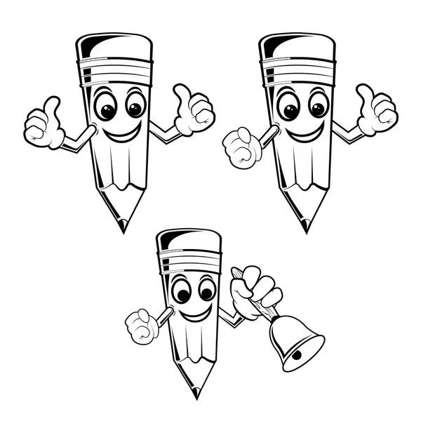 Conjunto de lápices de dibujos animados feliz vector ilustración aislada sobre fondo blanco . — Vector de stock