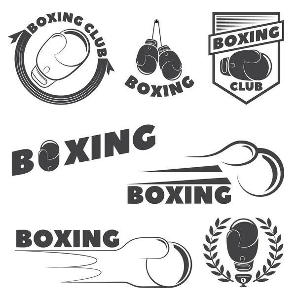 Set von Emblemen des Boxclubs. Boxhandschuhe. — Stockvektor
