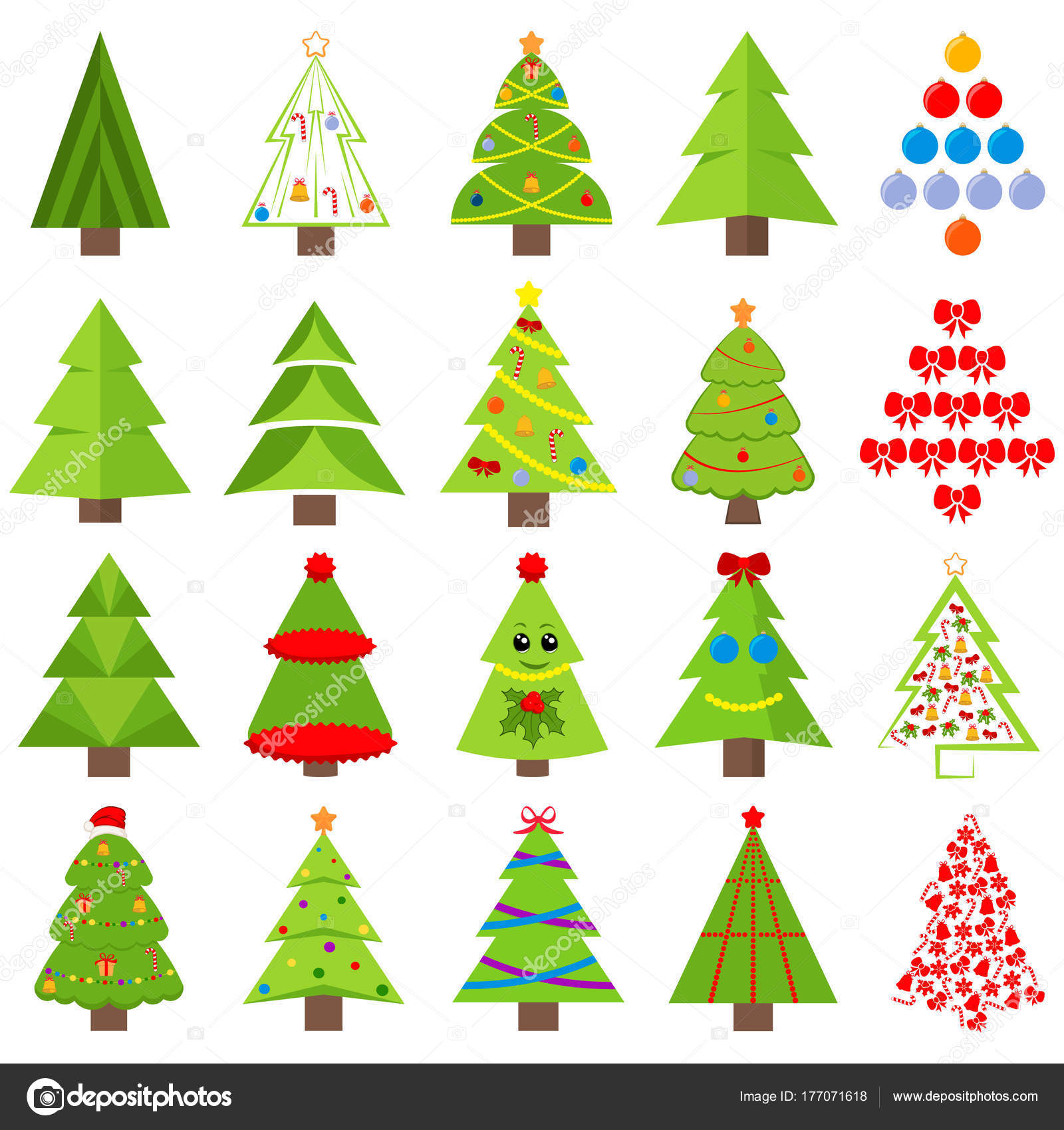 Set of different Christmas trees. Can be used for greeting cards ...