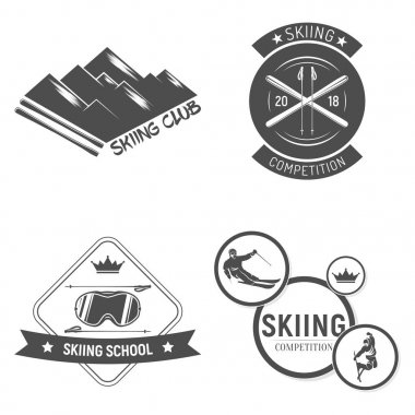Collection of Ski club logos. emblems and symbols in retro style clipart