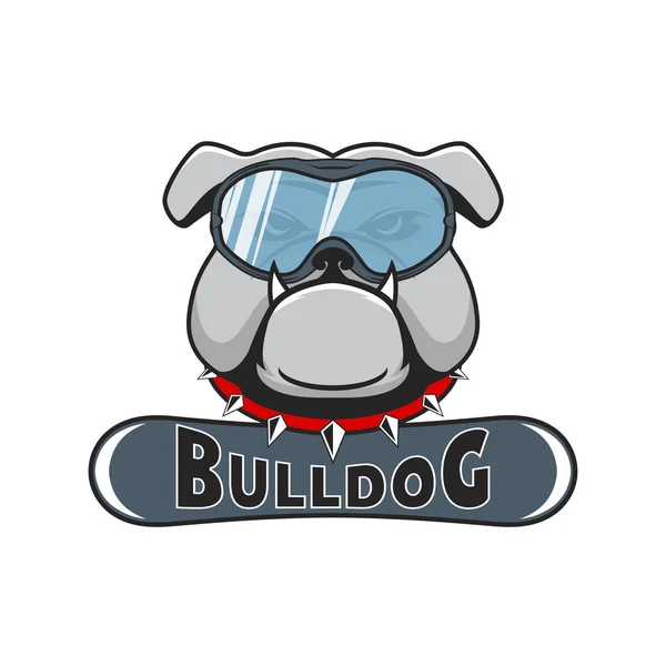 Logo de snowboard bulldog en la máscara de snowboard . — Vector de stock